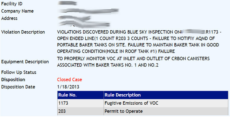 SCAQMD Violation: Equipment Not in Good Operating Condition