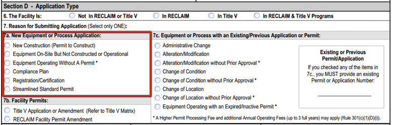 Section D of SCAQMD Form 400-A