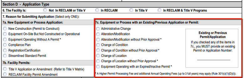 Section D7C of SCAQMD Form 400-A